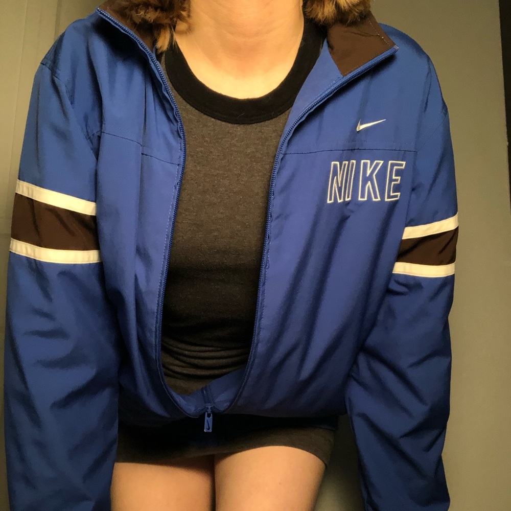 vintage nike black and blue windbreaker/bomber